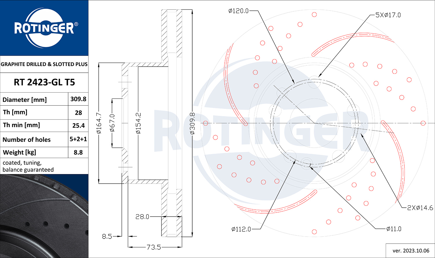 ROTINGER Féktárcsa, mind RT2423-GLT5_ROT